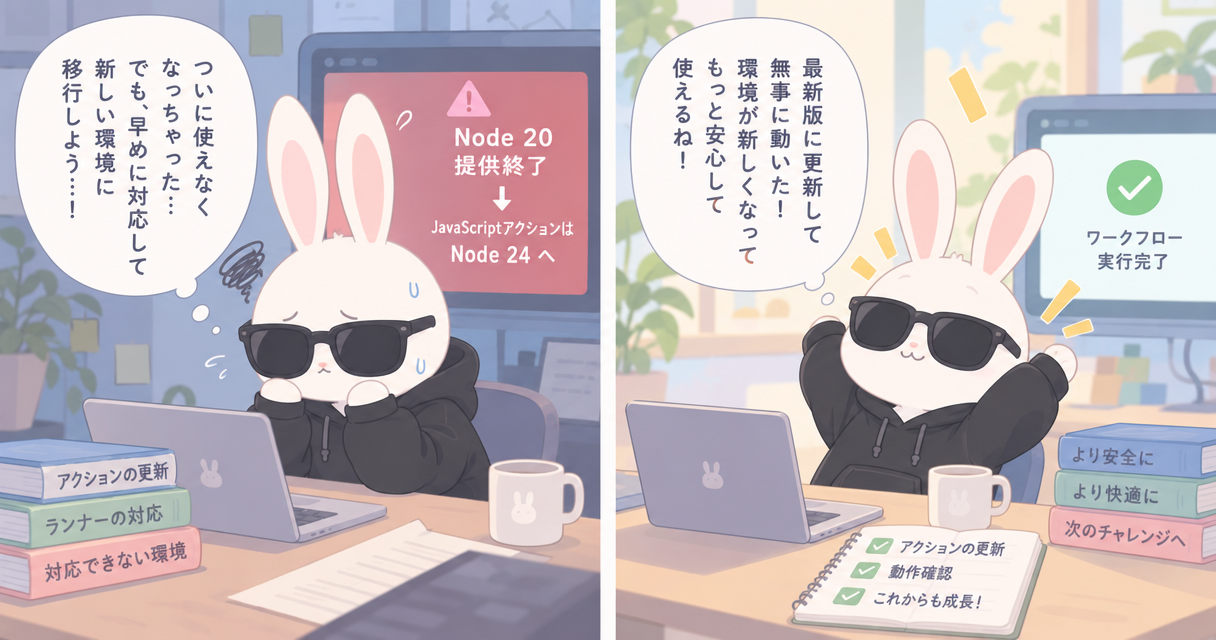 GitHub ActionsでNode 20の提供終了、JavaScriptアクションはNode 24へのアイキャッチ画像