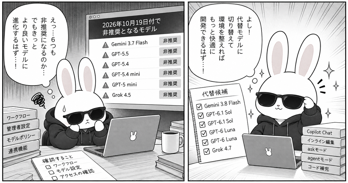 GitHub Copilot、6モデルを2026年10月19日に非推奨化のアイキャッチ画像