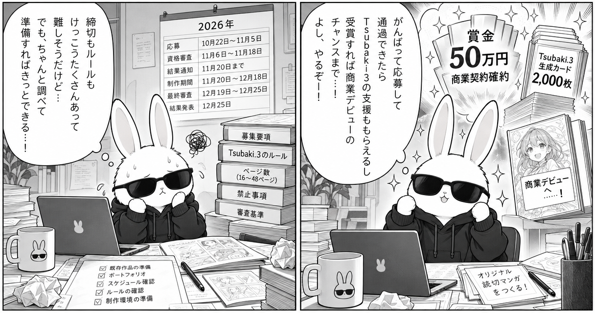 PixAI Manga Contest 2026の募集要項｜賞金・応募日程・Tsubaki.3使用ルールのアイキャッチ画像